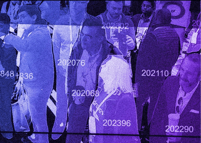 Crowd image with digital number overlay
